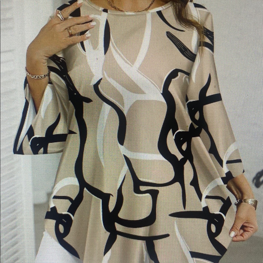 Elegant Beige and Black Women's Top